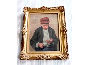 Signed J Henry Original Painting In Antiqued Gilded Gesso Wood Frame
