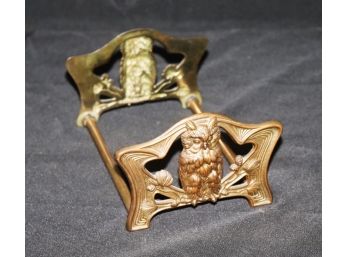 Vintage Art Noveau Brass Owl Expandable Bookends By HL Judd