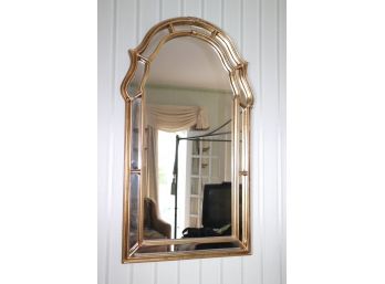 Molded Ornate Wall Mirror With Gold Painted Frame