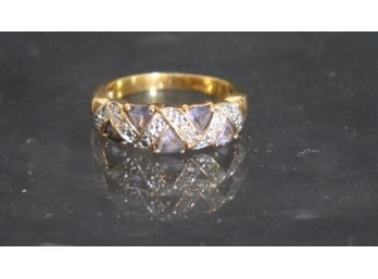 Elegant Goldtone Ring With Semiprecious Stone Size 10