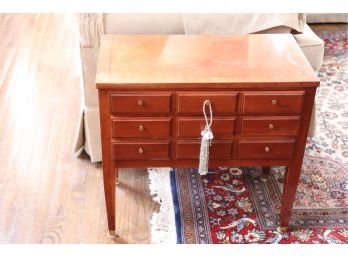 Classic Ethan Allen 3 Drawer Side Table With Brass Hardware