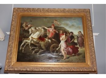 Antique Style Reproduction Painting In Ornate Style Gilded Frame
