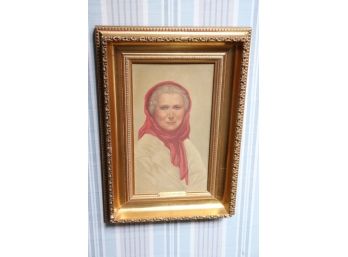 'Old Lady Of Capri' Hanging Artwork In Gilded Frame