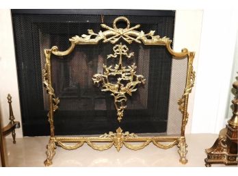 French Style Brass Finished Fireplace Screen