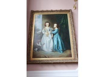 Vintage Reproduction Oil On Canvas Painting Giclee In Gilded Ornate Frame