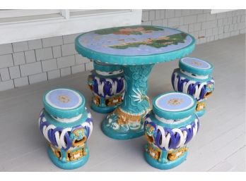 Hand Painted Colorful Polynesian Inspired Ceramic Dining Set