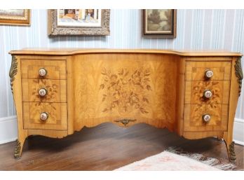 Fabulous Vintage Italian Inlay Vanity Table With 6 Drawers