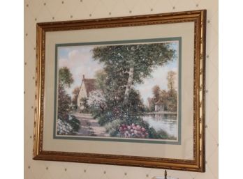 David Garcia Signed English Countryside Print In Gilded Simple Ornate Frame