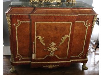 Amazing French Style Extremely Ornate Server With Interior Cabinet And Brass Hardware
