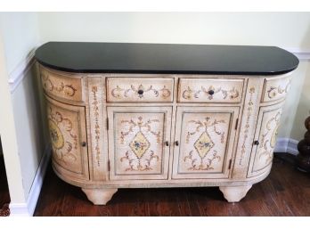 Vintage Faux Finished Credenza With Removable Black Granite Top