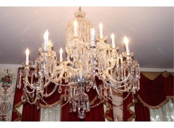 Truly Exquisite Oversized Baccarat Style Dining Chandelier With 16 Arms