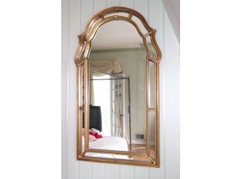 Molded Ornate Wall Mirror With Gold Painted Frame