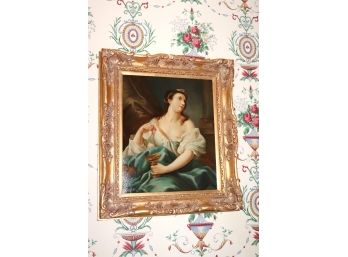 Signed Bundel Reproduction Gicle On Canvas In Gilded Ornate Frame