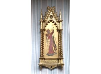 Medieval Style Gilded & Carved Religious Angel Painting