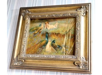Signed Painting On Board In Gold Painted Frame