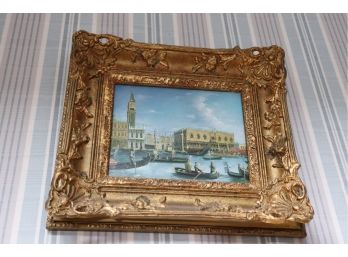 Unsigned Painting Of Venice Italy In Gilded Ornate Wood Frame