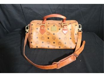 MCM Natural Color Leather Handbag With Iconic MCM Pattern