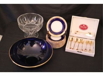 Assorted Decorative Tabletop Accessories  Some In Cobalt Blue