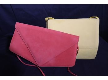 Pair Of Vintage Charles Jourdan Paris Suede & Leather Clutch Handbags