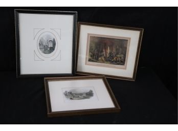 Trio Of English Inspired Classic Prints In Antiqued Frames