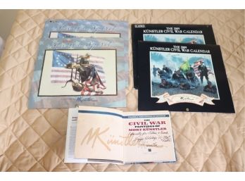 Assorted Calendars And Books Signed By Mort Knstler