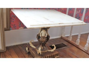 Vintage French Style Reproduction Table With Ornate Pedestal Base