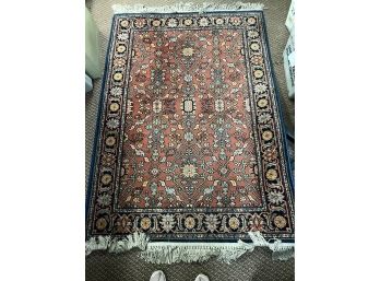 Pretty Area Rug With Bright Colors & Floral Patterns Approximately 4 1/2 X 7 Feet With Fringes