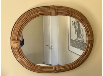 Unique Rattan Style Accent Wall Mirror 26 Inches X 21 Inches