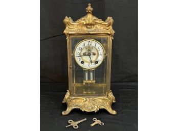 Vintage Carriage Clock By The New Haven Clock Company New Haven Conn. USA With 2 Keys Tested