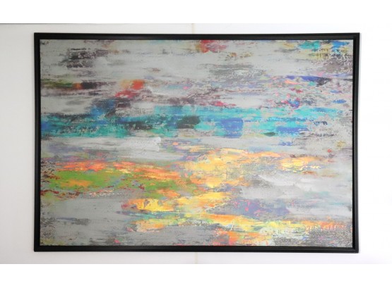 Very Pretty Large Textured Giclee Artwork In Frame 62 Inches X 42 Inches