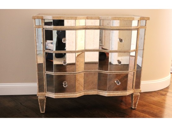 Seven Seas By Hooker Furniture Antiqued Silver Finished 3 Drawer Mirrored Chest, Very Good Condition
