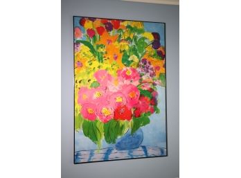 Large Framed Floral Print 14 W X 58 Tall. Fun Pretty Piece