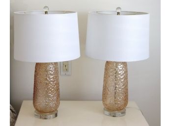 Pretty Glass Table Lamps On A Lucite Base