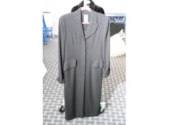 Zelda Womens Coat Size 6 With Beaded Color Satin Lined, Back Slit In Rear