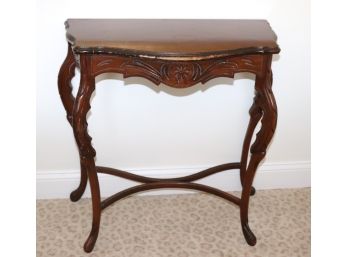 Highly Carved Antique Accent Table With Ornate Curved Legs