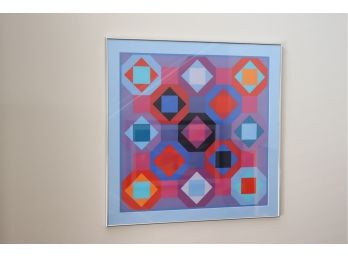 Framed Abstract Geometric Print In With Bright Colors!
