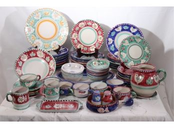 Collection Of Italian Artistica Ceramics Mostly Solimene, Includes Other Makers Assorted Patterns 55 Plus