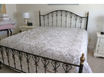Ornate King Size Bed Frame With Scrolled Design Includes Mattress & Box Spring