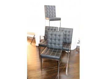 4 Stylish Contemporary Dining Chairs With A Polished Chrome Base & Stitched Upholstery By Coaster Fine Furn