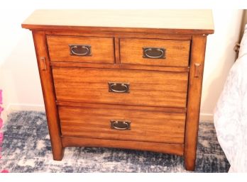Quality Wood Nightstand With A Natural Brown Wood Grain Finish