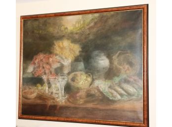 Oversized Still Life Painting In A Quality Burlwood Style Frame By Artist Piet Bekaert 1993