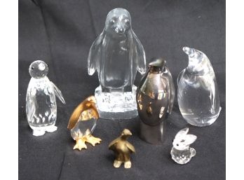 Miniatures Include Swarovski Penguin, Steuben Penguin, Swarovski Bunny, Dansk Designs Japan Penguin