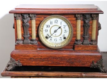 Vintage Seth Thomas Wood Mantle Clock Made In U.S America Includes A Key