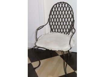 Very Ornate Antique Wrought Iron Chair Substantial Piece