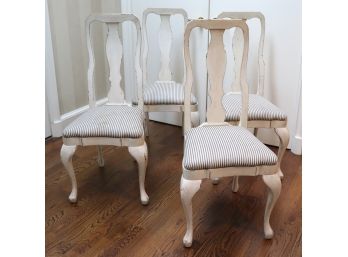 4 Country French Casual Living Queen Anne Chairs With Flat Back/Upholstery