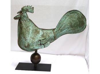Large Copper Rooster Weathervane Style Sculpture Circa 1900- 1930 Purchased From R.E. Steele Antiques