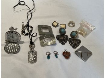 Collection Of Jewelry Includes Patti Horn Clip On Earrings, Sterling Earring & More