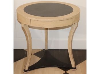 Round Wood Night Stand With Drawer