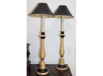 Vintage Sarreid Ltd Faux Marble Painted Table Lamps