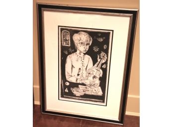 The Violin A/P 1st State Ap By Listed Artist Irving Amen In A Matted Frame